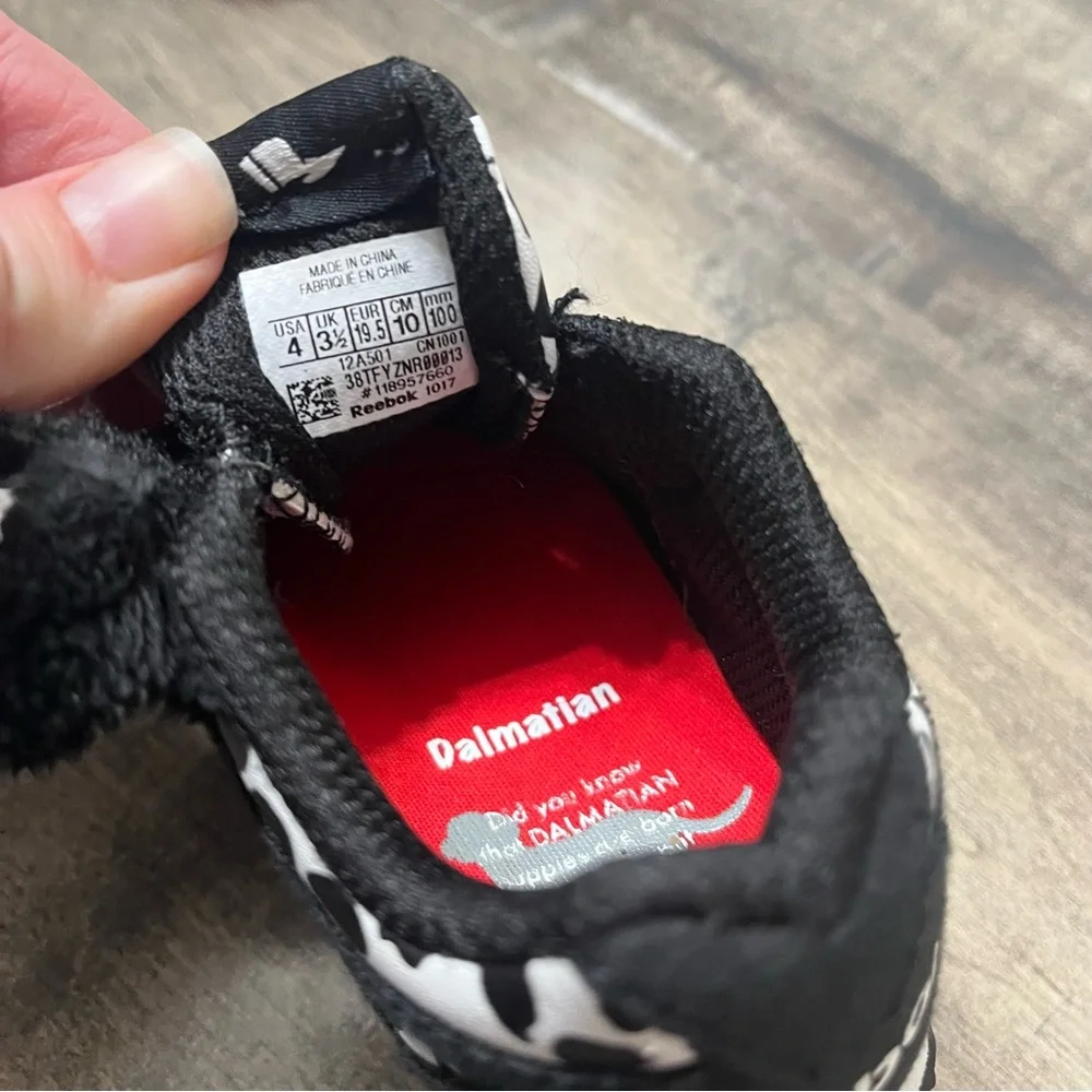 Reebok Black & White Dalmatian Dog Ears & Nose Sneakers Toddler Infant Size 4